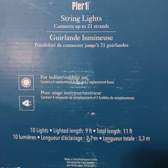 Pier 1 Indoor/Outdoor Vtg String Lights 10 Lights 9 Ft Lighted Length - Picture 4 of 5